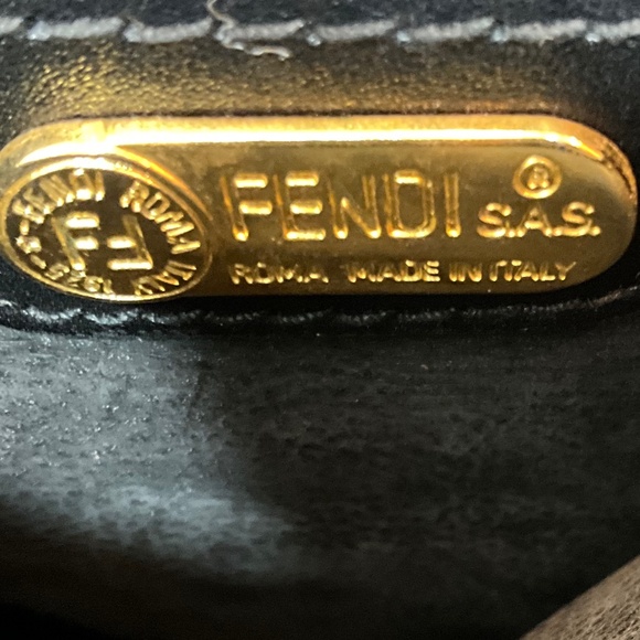 Fendi crossbody signature dark gray on black penguin stripe.  66-A2a - Picture 10 of 14